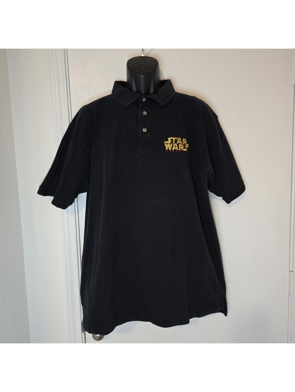 Vintage Walt Disney World Star Wars Weekends Black Polo Shirt Size L READ